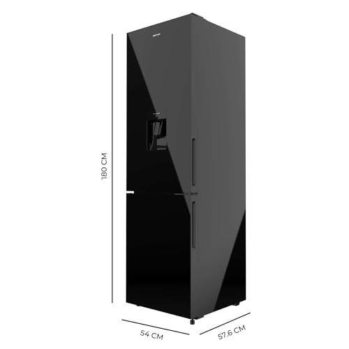 BLASTIVO™ | Réfrigérateur Combiné 250L — No Frost, Distributeur d'Eau, Cristal Noir