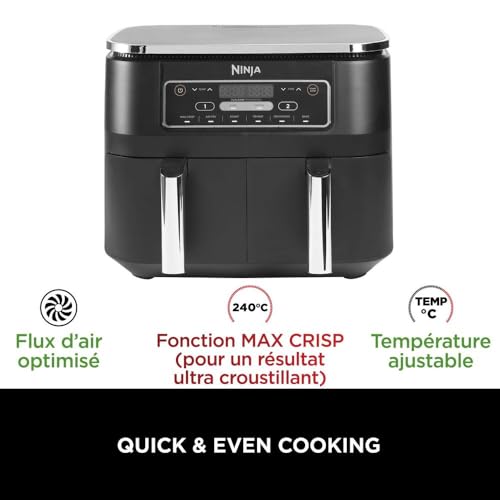 BLASTIVO™ | Air Fryer Dual Zone 7.6L 2400W — 2 Zones Indépendantes, Noir