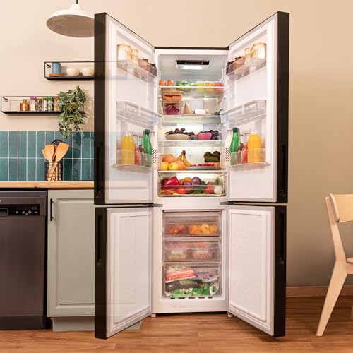BLASTIVO™ | Réfrigérateur Combiné 250L — No Frost, Distributeur d'Eau, Cristal Noir