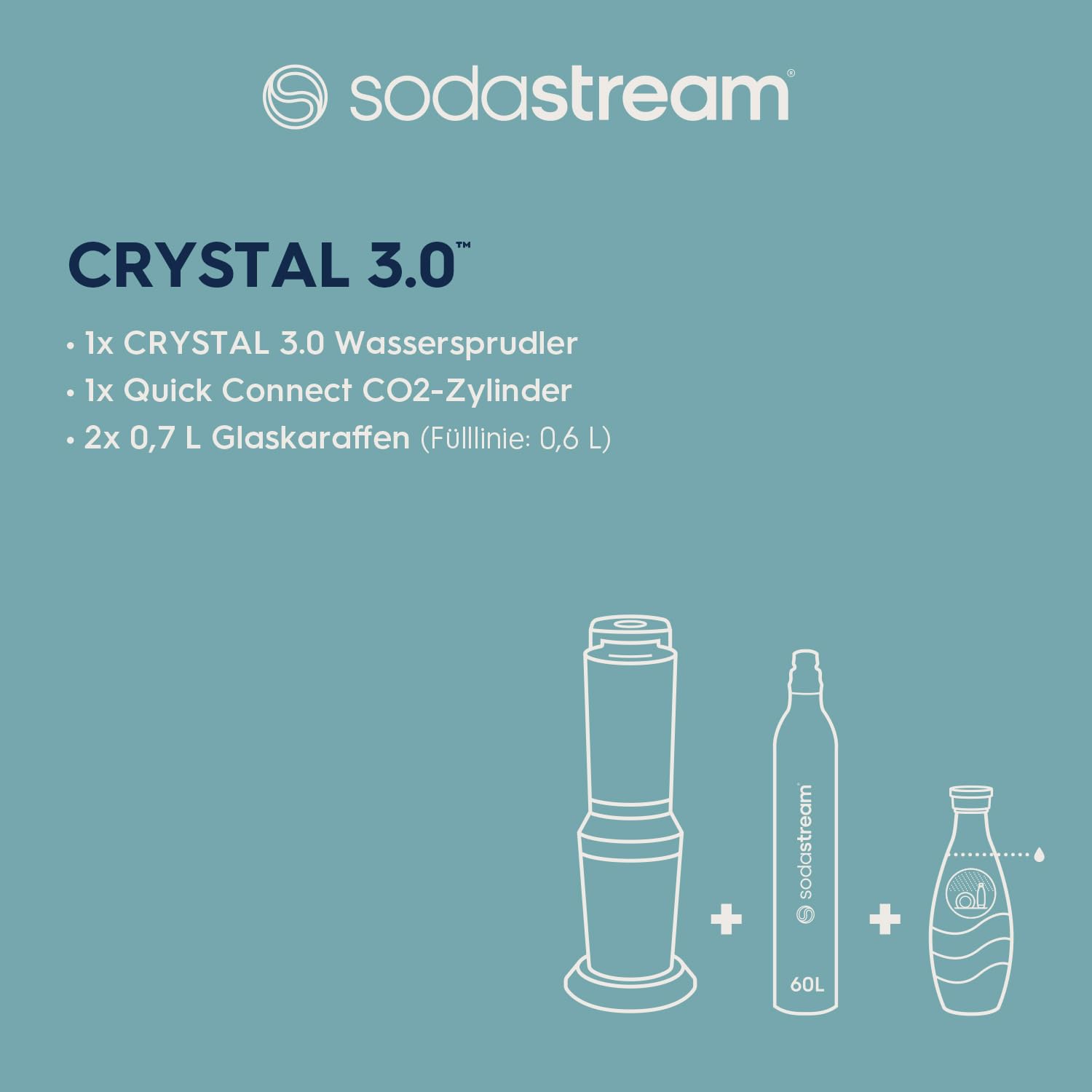 BLASTIVO™ | Crystal 3.0 — Machine à Gazéifier avec 2 Carafes en Verre, Titane