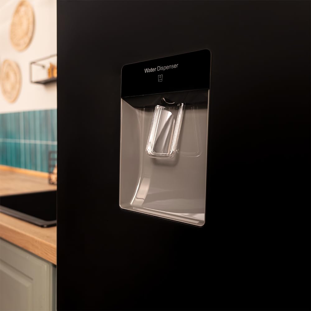 BLASTIVO™ | Réfrigérateur Combiné 250L — No Frost, Distributeur d'Eau, Cristal Noir