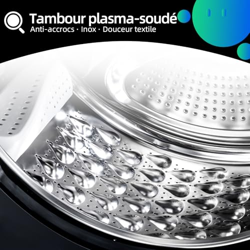 BLASTIVO™ | Lave-Linge Hublot 7kg — Classe A, Vapeur, Moteur BLDC, Gris