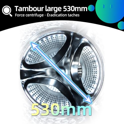 BLASTIVO™ | Lave-Linge Hublot 7kg — Classe A, Vapeur, Moteur BLDC, Gris