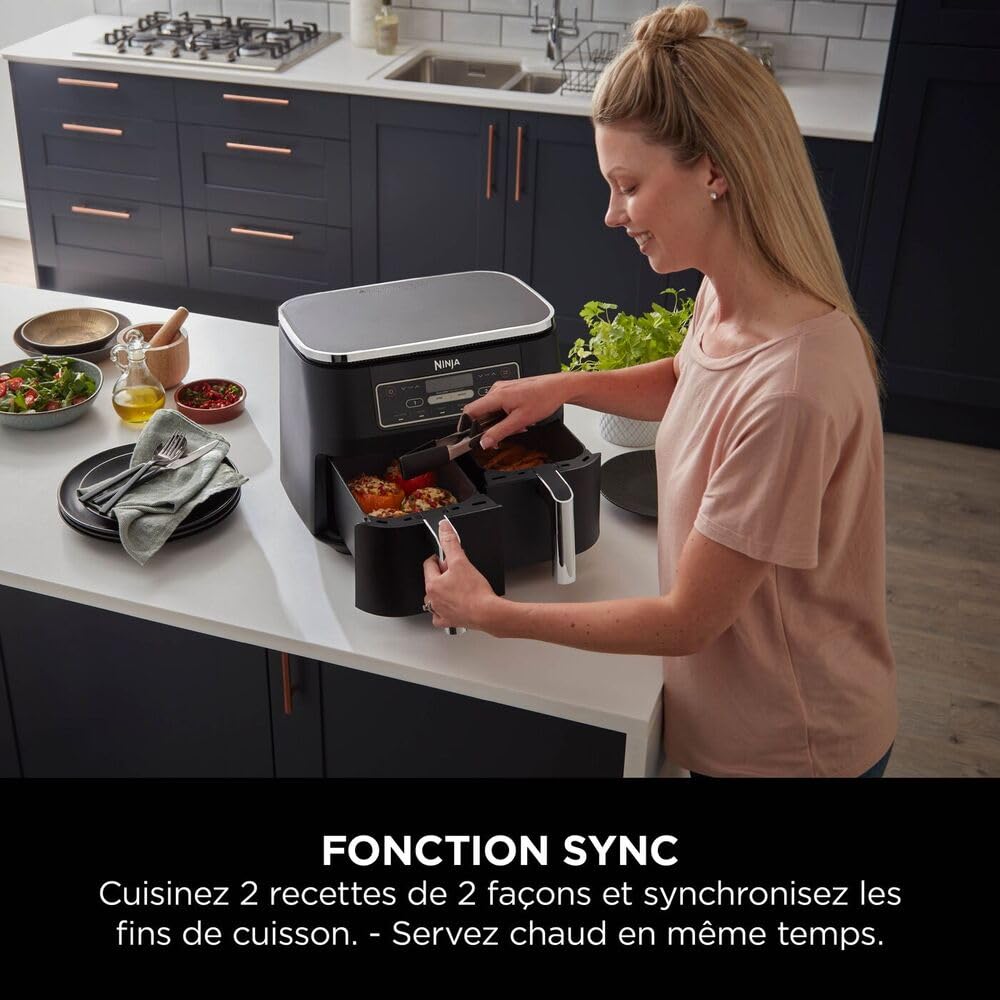 BLASTIVO™ | Air Fryer Dual Zone 7.6L 2400W — 2 Zones Indépendantes, Noir