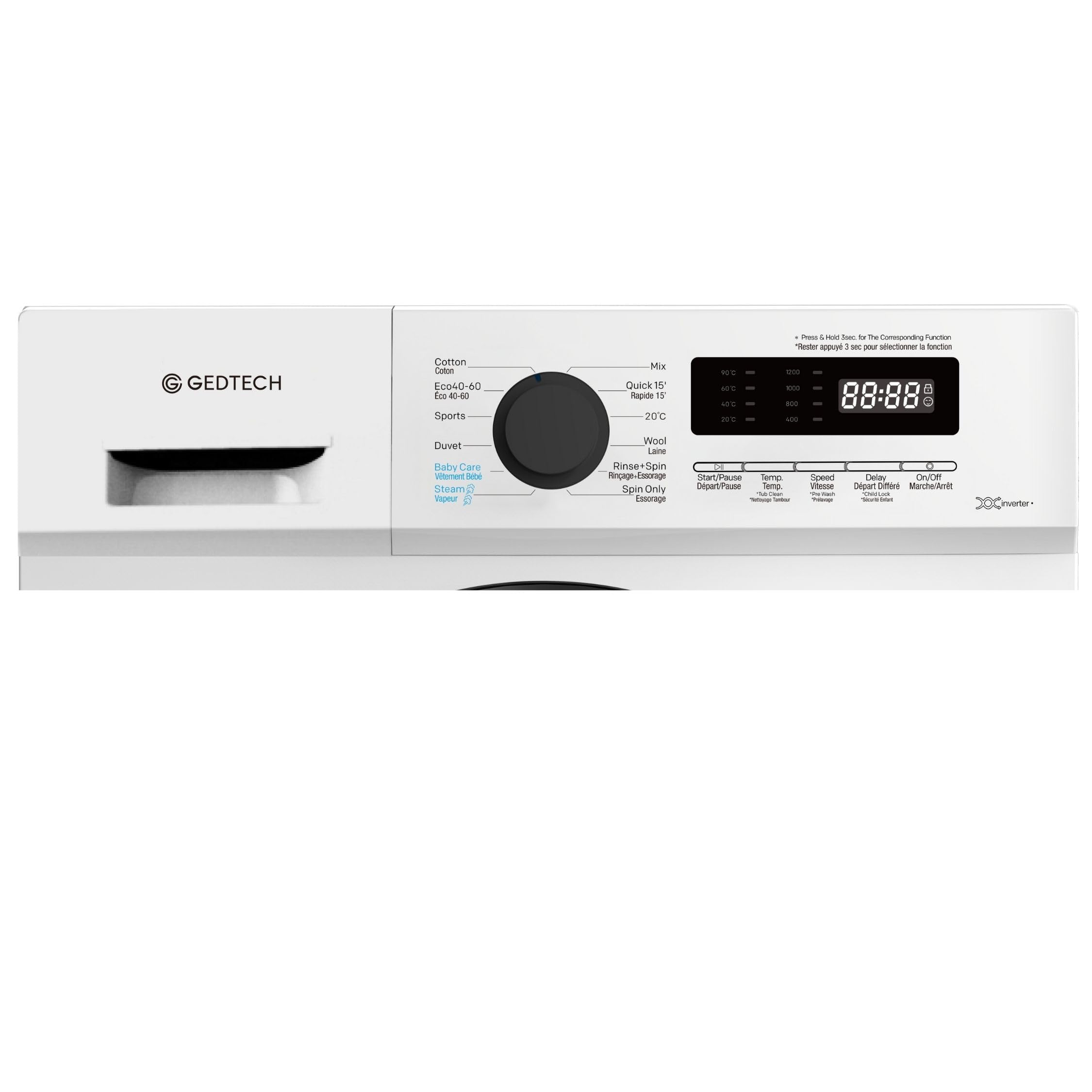 BLASTIVO™ | Lave-Linge Frontal 7kg — 1200 tr/mn, 16 Programmes, Blanc