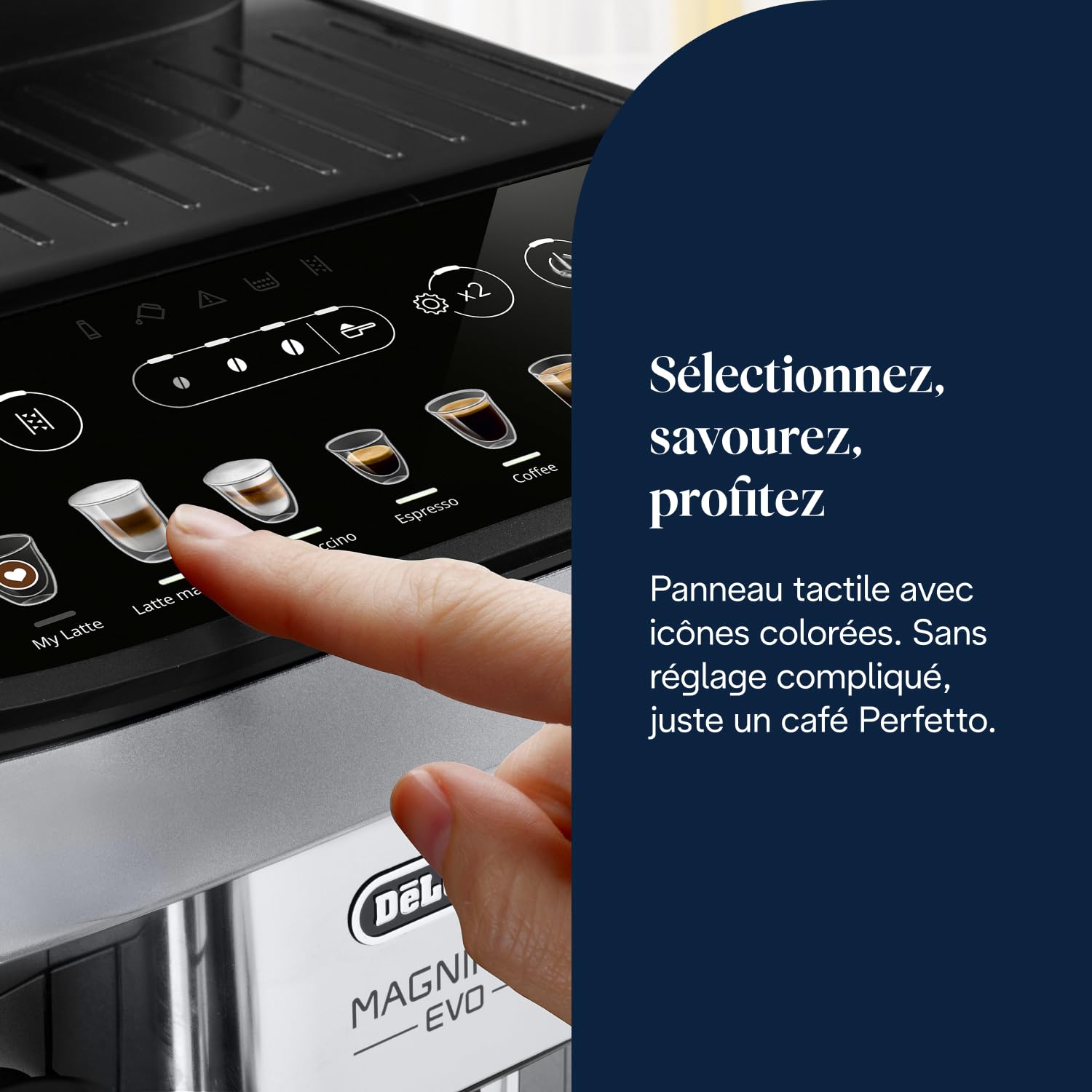 BLASTIVO™ | Magnifica Evo Perfetto — Machine à Café Automatique LatteCrema, Argent/Noir