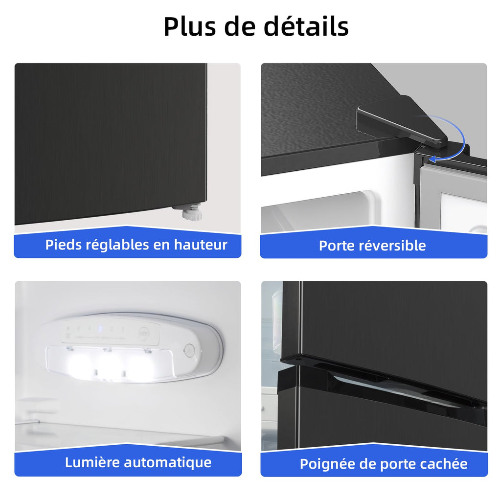 BLASTIVO™ | Réfrigérateur Congélateur Bas 157L — Low Frost, Compact, Noir