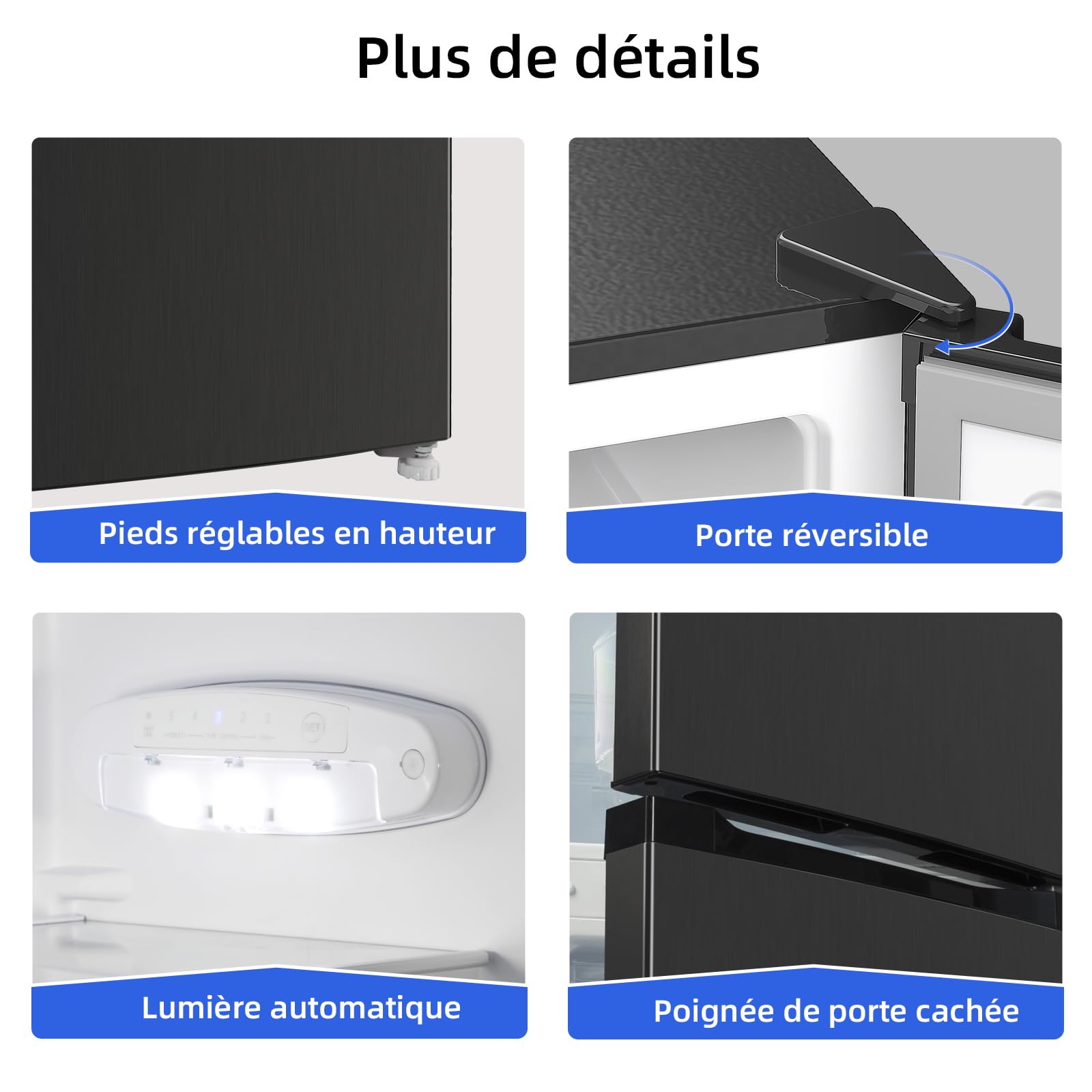 BLASTIVO™ | Réfrigérateur Congélateur Bas 157L — Low Frost, Compact, Noir