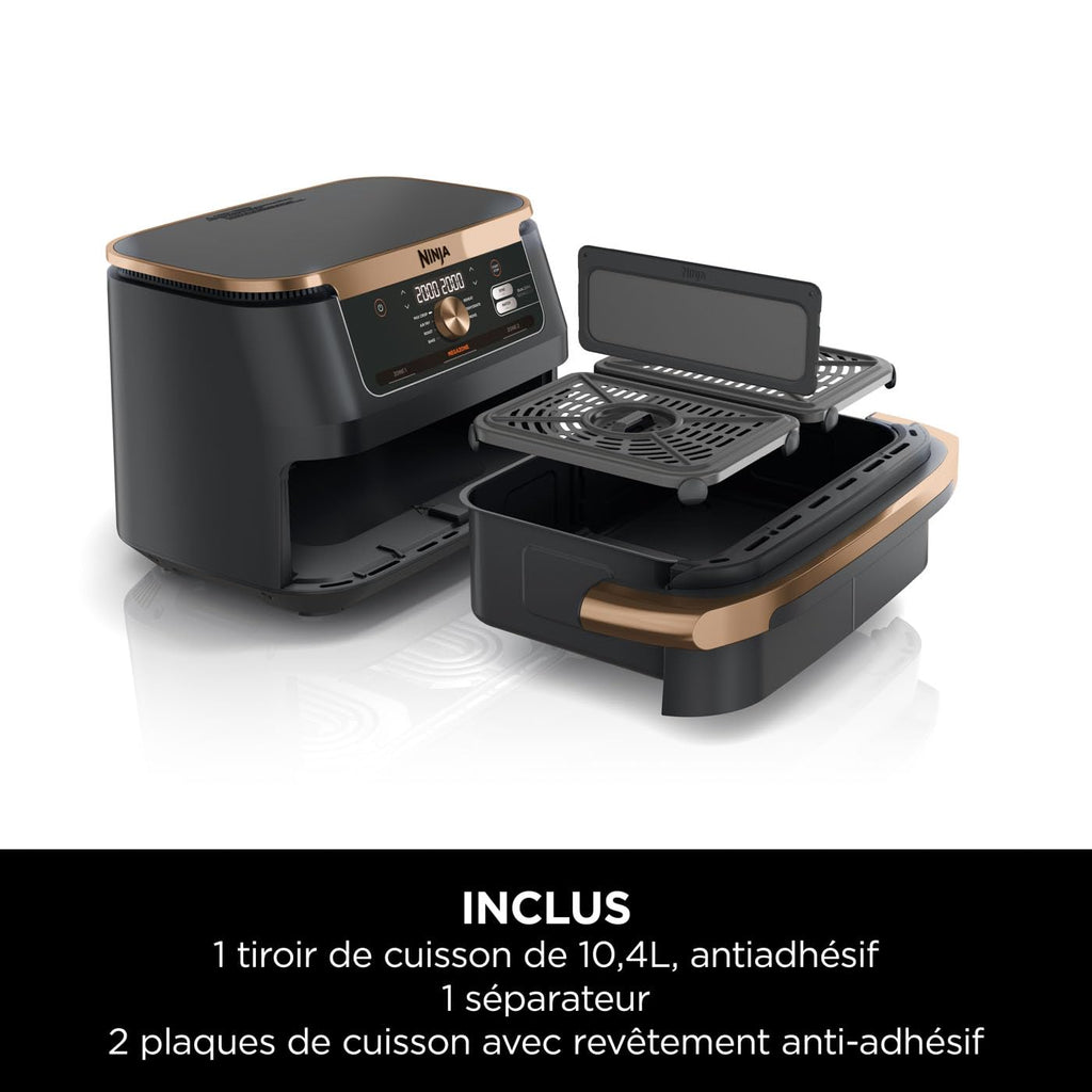 BLASTIVO™ | Air Fryer FlexDrawer 10.4L — Dual Zone & MegaZone, Cuivre/Noir
