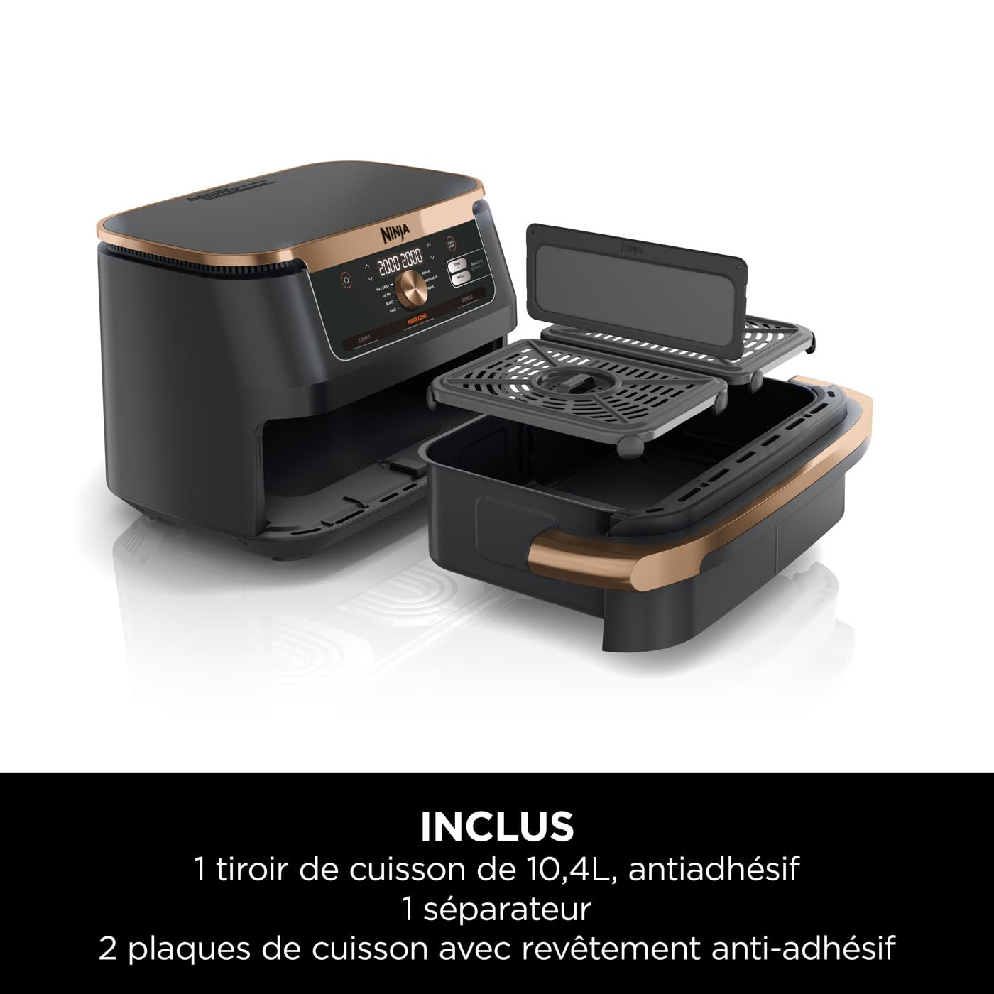 BLASTIVO™ | Air Fryer FlexDrawer 10.4L — Dual Zone & MegaZone, Cuivre/Noir