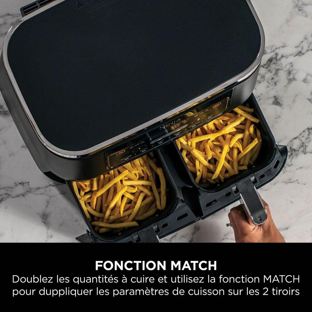 BLASTIVO™ | Air Fryer Dual Zone 7.6L 2400W — 2 Zones Indépendantes, Noir