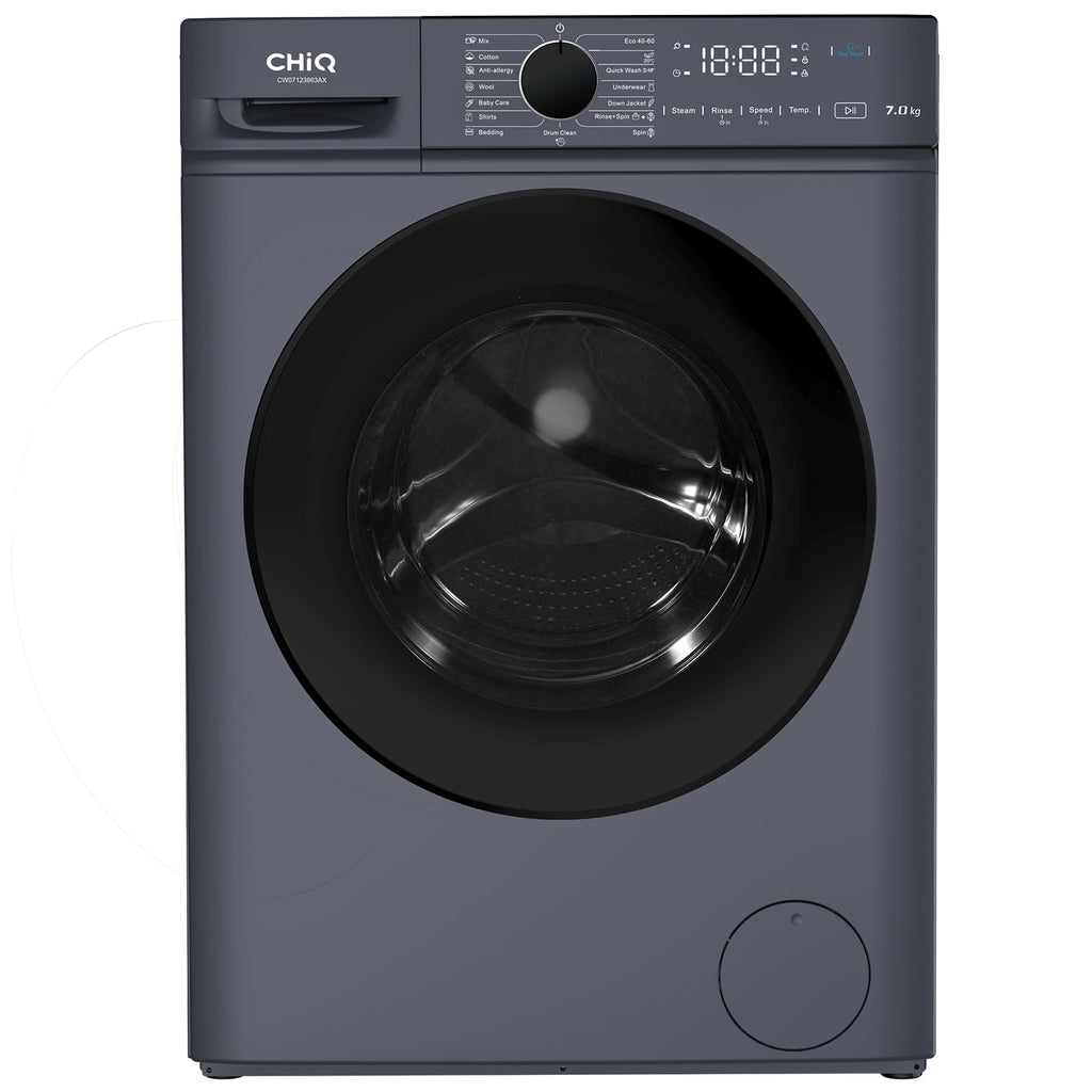 BLASTIVO™ | Lave-Linge Hublot 7kg — Classe A, Vapeur, Moteur BLDC, Gris
