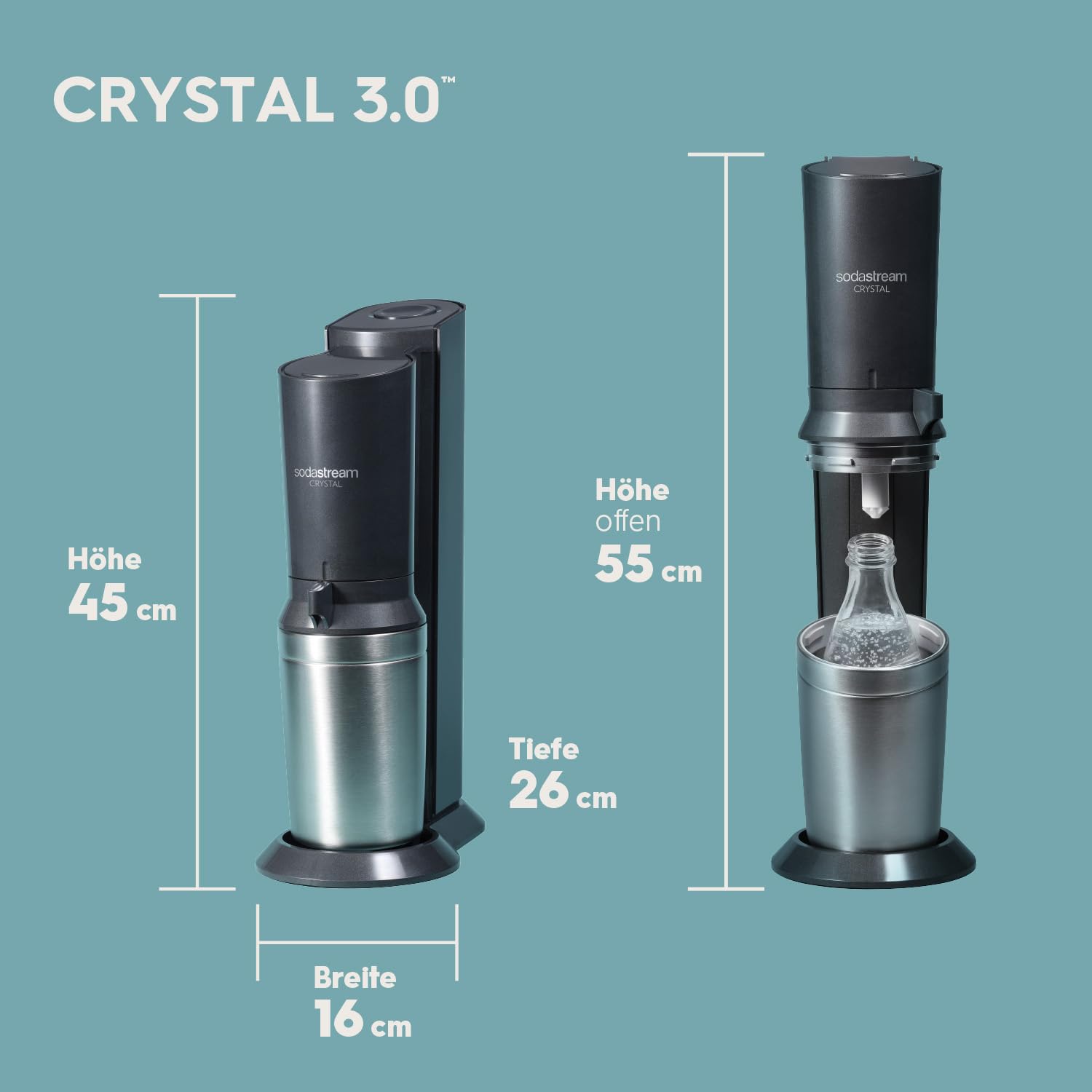BLASTIVO™ | Crystal 3.0 — Machine à Gazéifier avec 2 Carafes en Verre, Titane