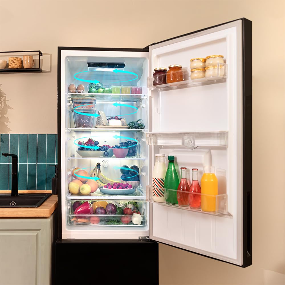 BLASTIVO™ | Réfrigérateur Combiné 250L — No Frost, Distributeur d'Eau, Cristal Noir