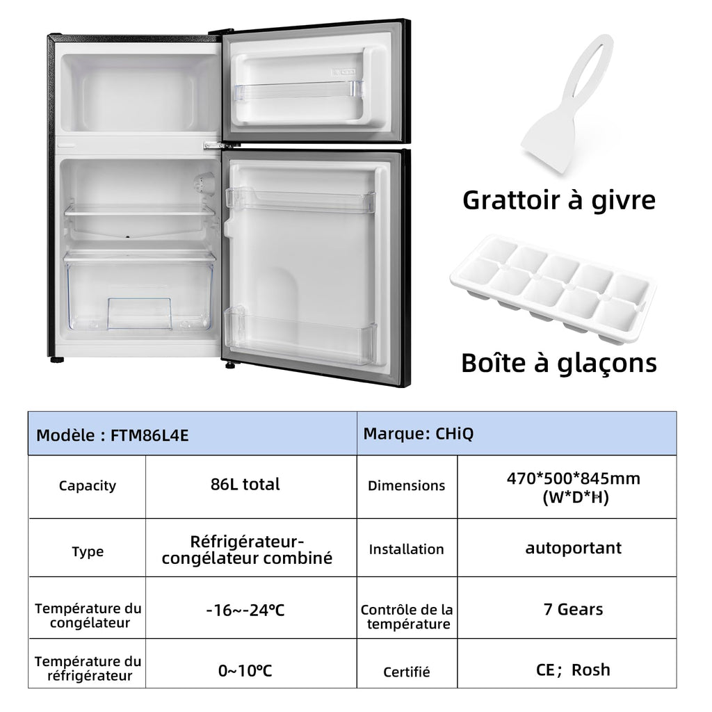 BLASTIVO™ | Mini Réfrigérateur Congélateur 86L — Congélateur 4 Étoiles, Noir