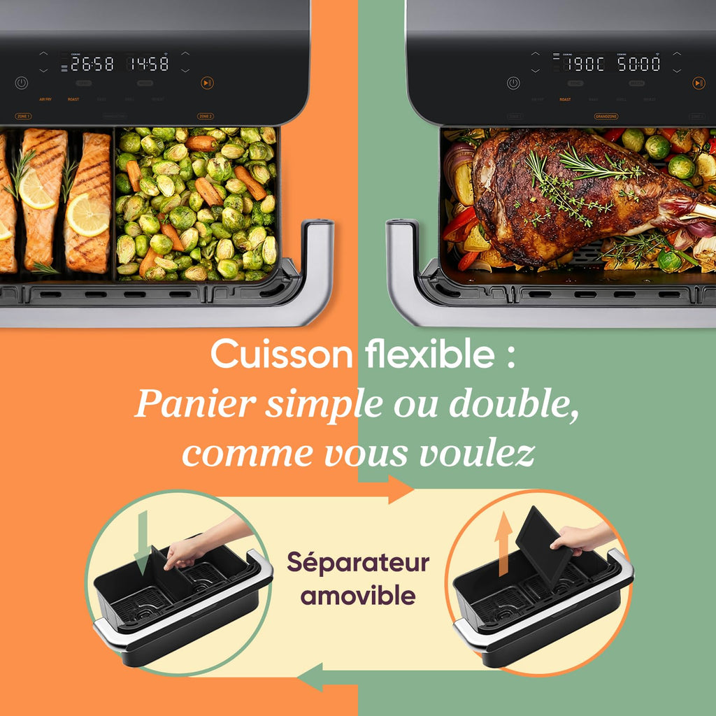 BLASTIVO™ | Air Fryer TwinFry 10L — Dual Zone, Double Résistance, NoirRévolutionnez vot