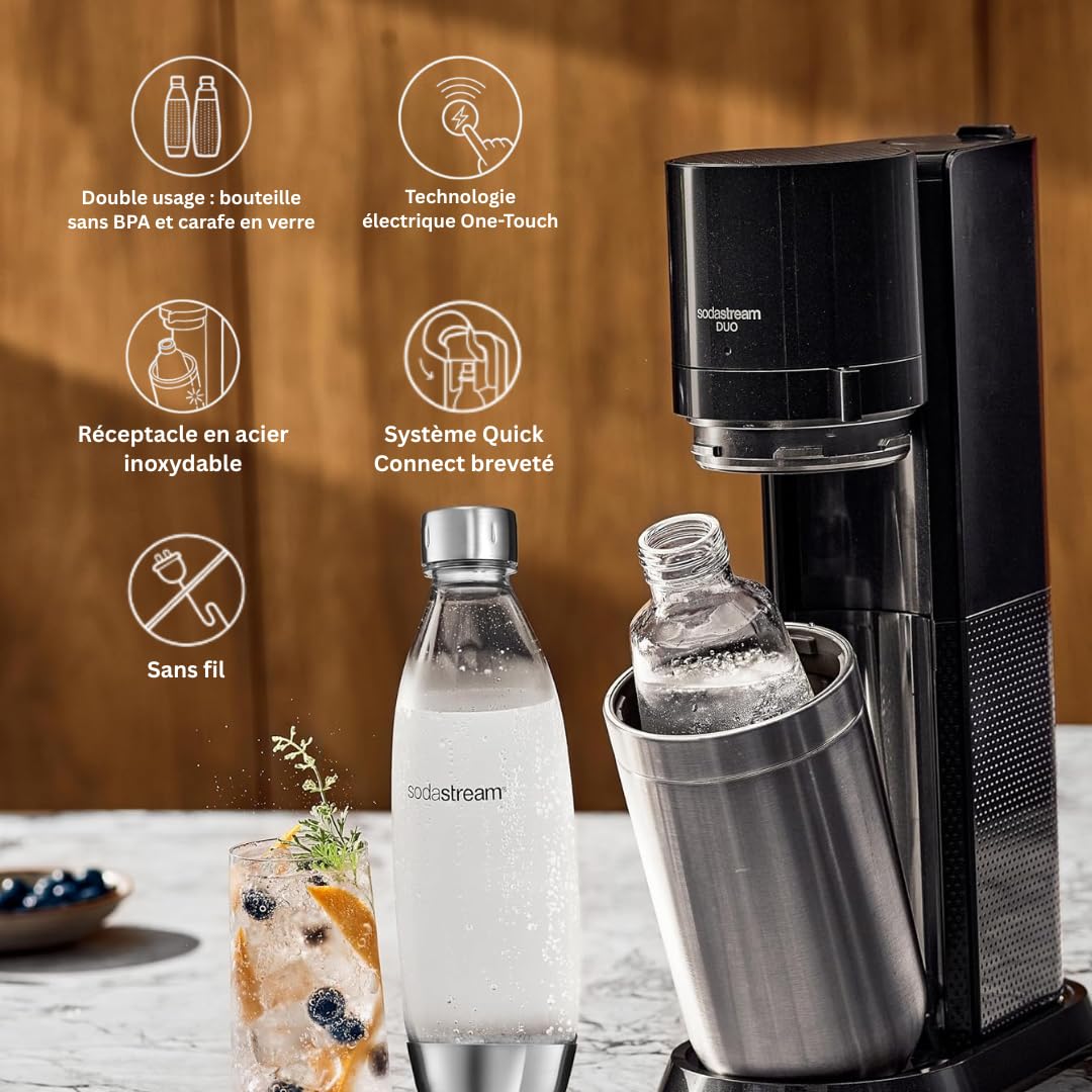 BLASTIVO™ | DUO — Machine à Eau Pétillante & Soda, Noire