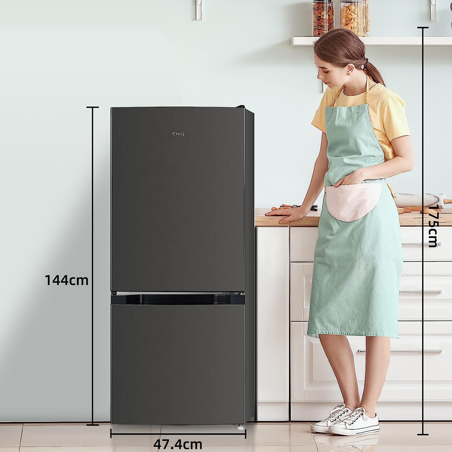 BLASTIVO™ | Réfrigérateur Congélateur Bas 157L — Low Frost, 47cm, Noir