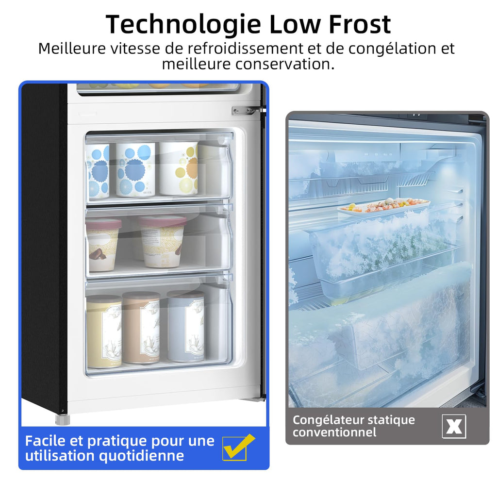 BLASTIVO™ | Réfrigérateur Congélateur Bas 262L — Low Frost, Inox, Garantie 12 ans