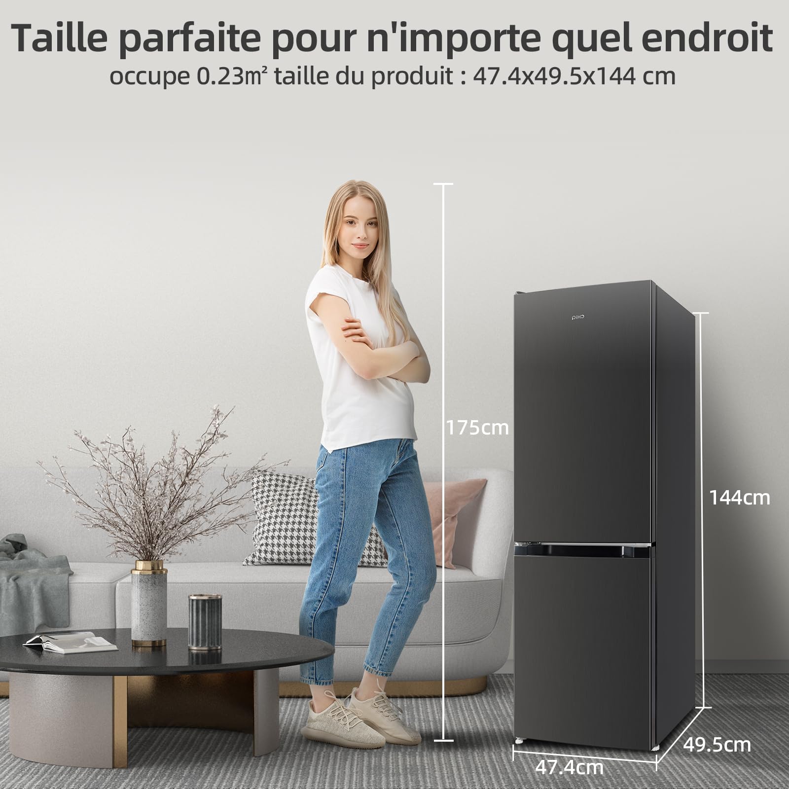 BLASTIVO™ | Réfrigérateur Congélateur Bas 157L — Low Frost, Compact, Noir
