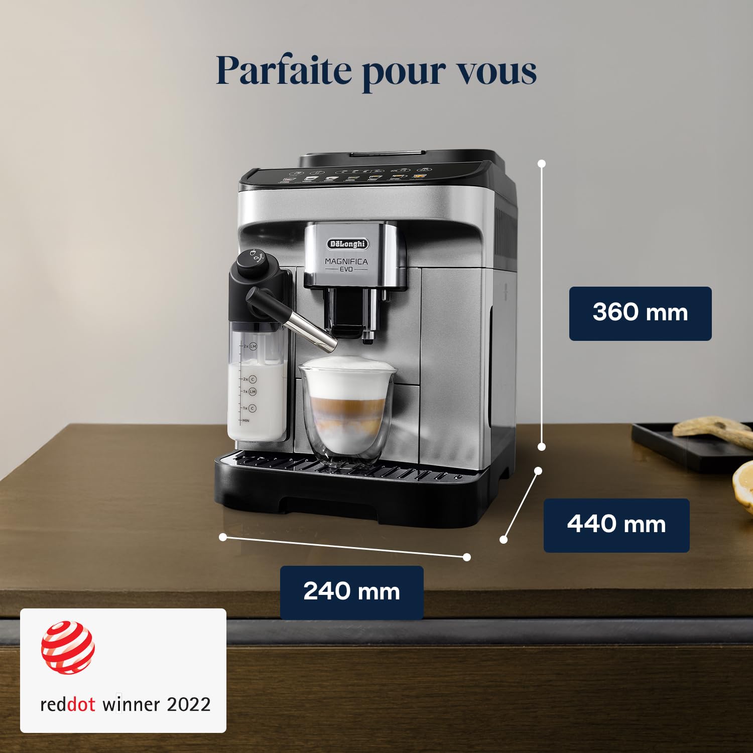 BLASTIVO™ | Magnifica Evo Perfetto — Machine à Café Automatique LatteCrema, Argent/Noir