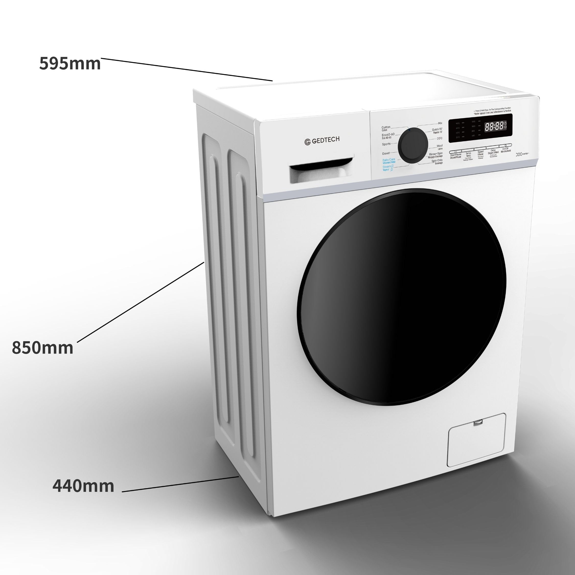 BLASTIVO™ | Lave-Linge Frontal 7kg — 1200 tr/mn, 16 Programmes, Blanc