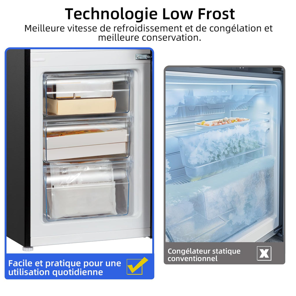 BLASTIVO™ | Réfrigérateur Congélateur Bas 157L — Low Frost, Compact, Noir