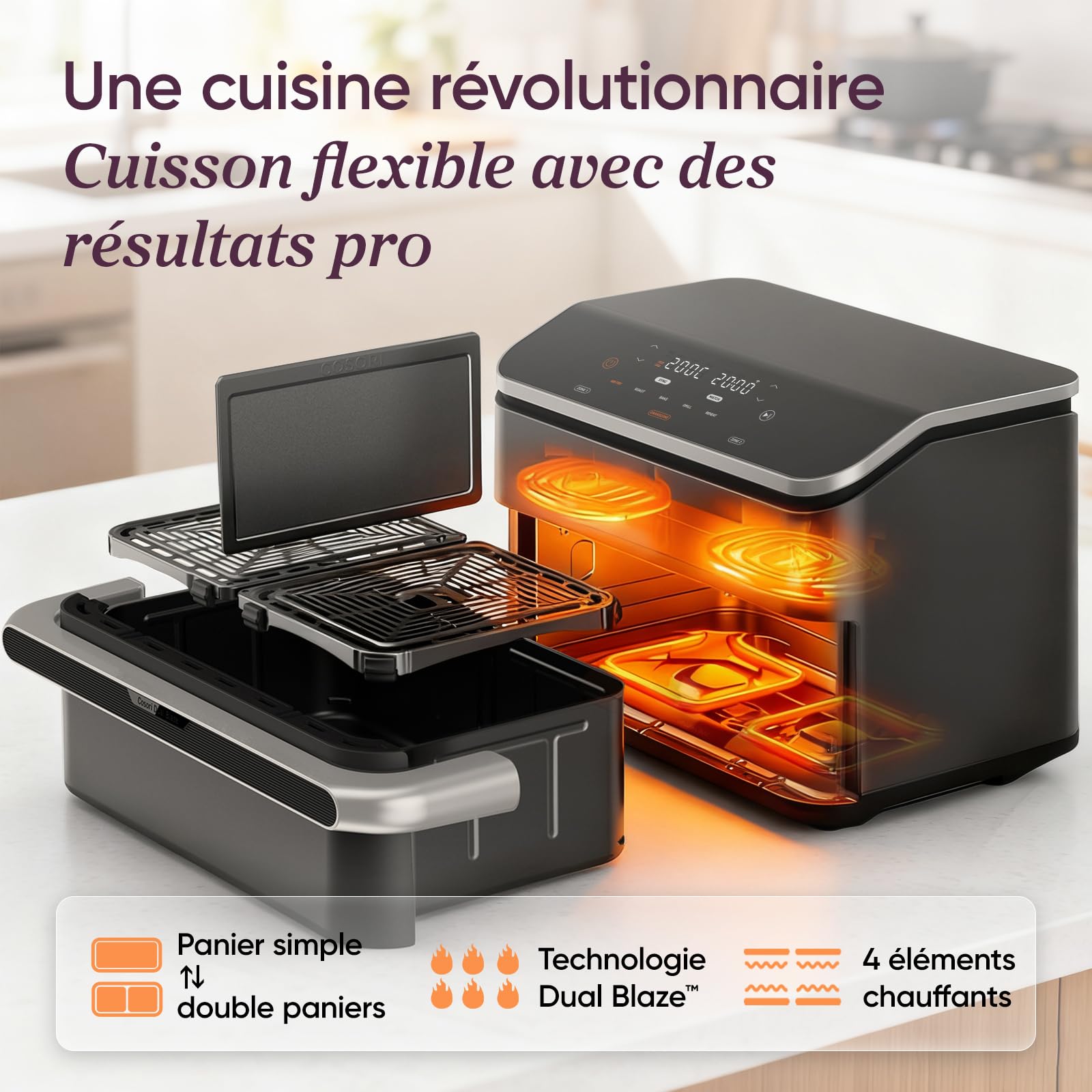 BLASTIVO™ | Air Fryer TwinFry 10L — Dual Zone, Double Résistance, NoirRévolutionnez vot