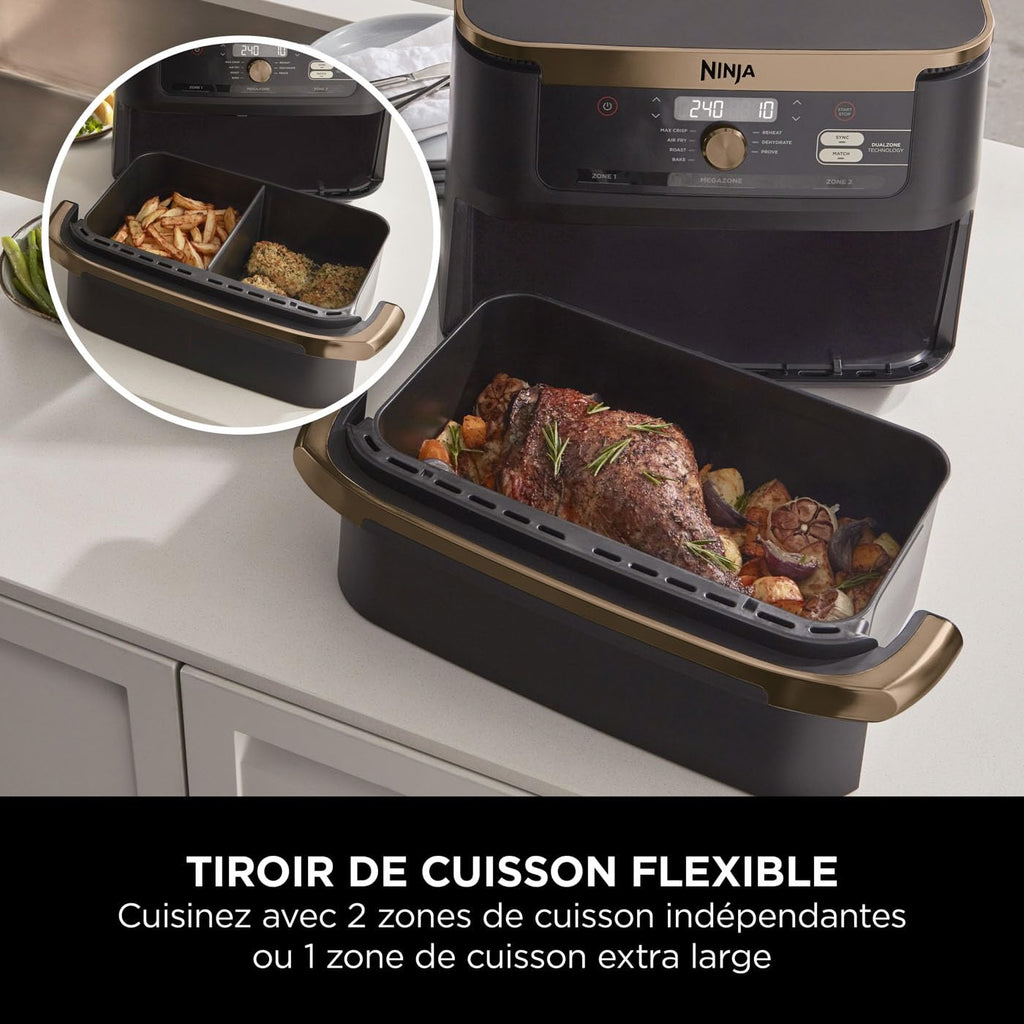 BLASTIVO™ | Air Fryer FlexDrawer 10.4L — Dual Zone & MegaZone, Cuivre/Noir