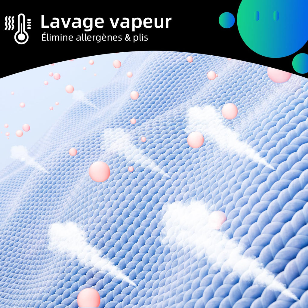 BLASTIVO™ | Lave-Linge Hublot 7kg — Classe A, Vapeur, Moteur BLDC, Gris