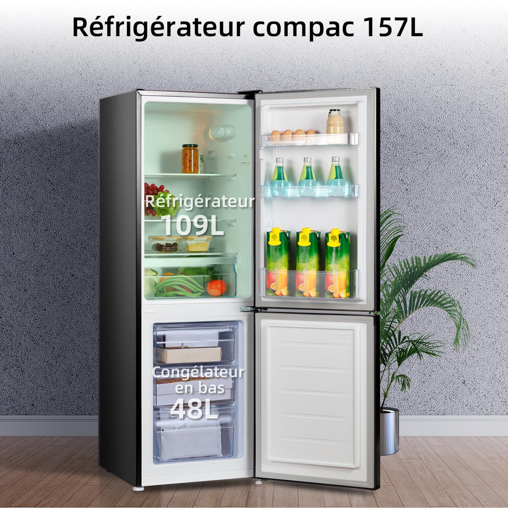 BLASTIVO™ | Réfrigérateur Congélateur Bas 157L — Low Frost, 47cm, Noir